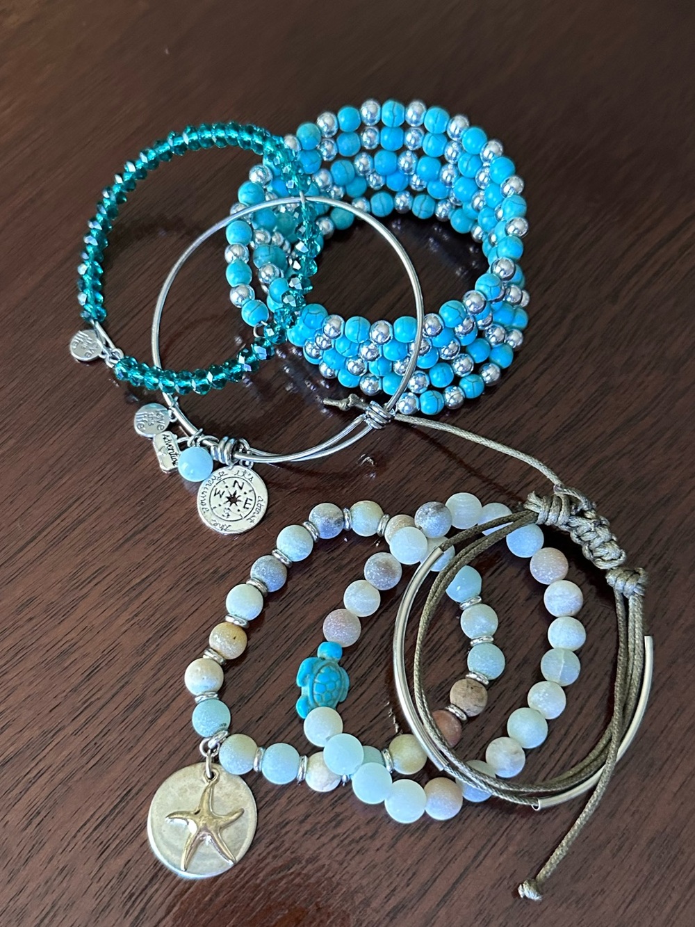 Assorted Turquoise and Teal Multi-Stack Bracelet Set